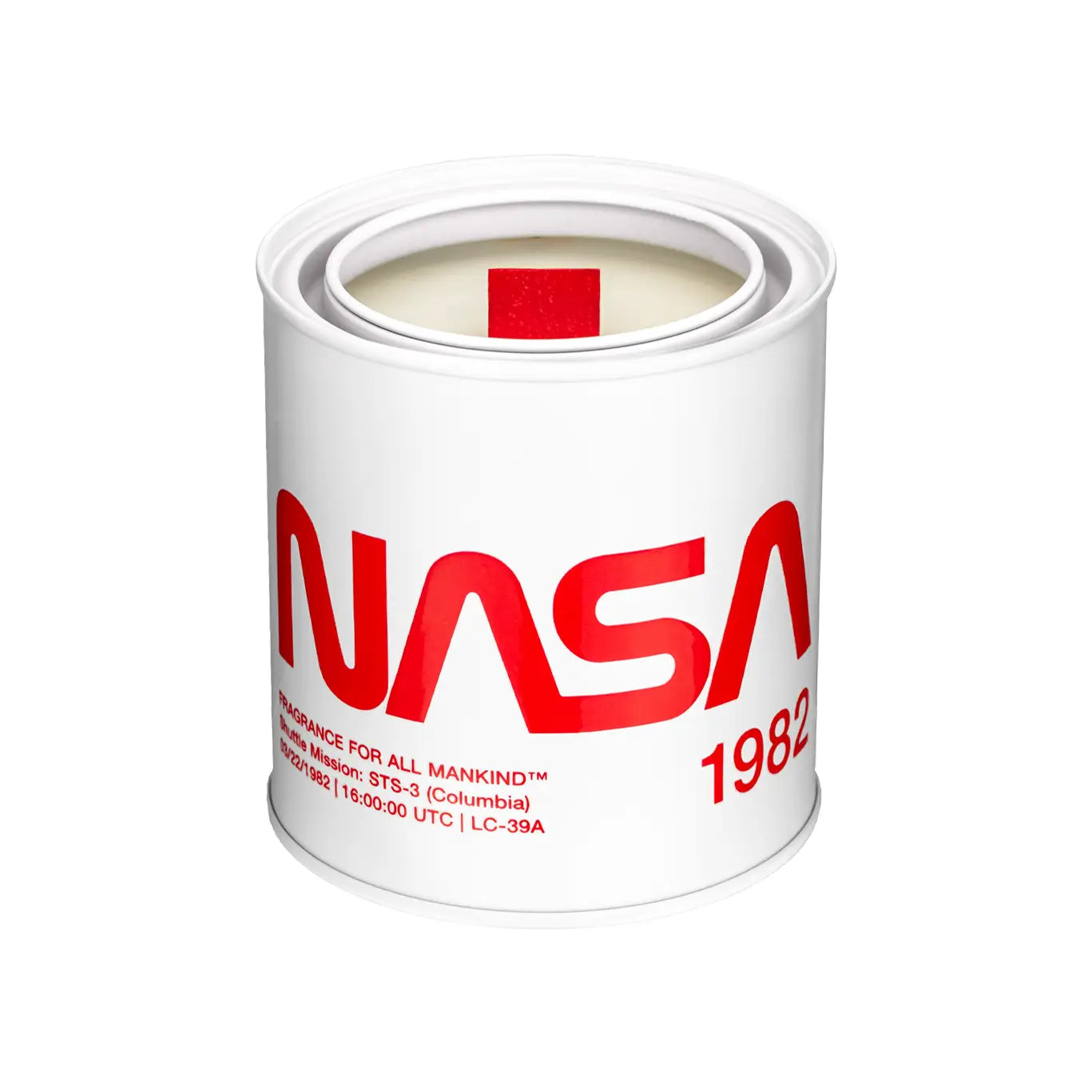 NASA 1982 White and Red Jar Candle