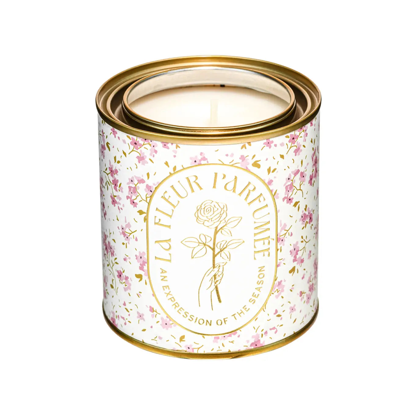 La Fleur Candier luxury scented soy candle with soft floral coquette design. A Parisian chic aesthetic candle, hand-poured in the USA—perfect for gifts for women & elegant home decor.