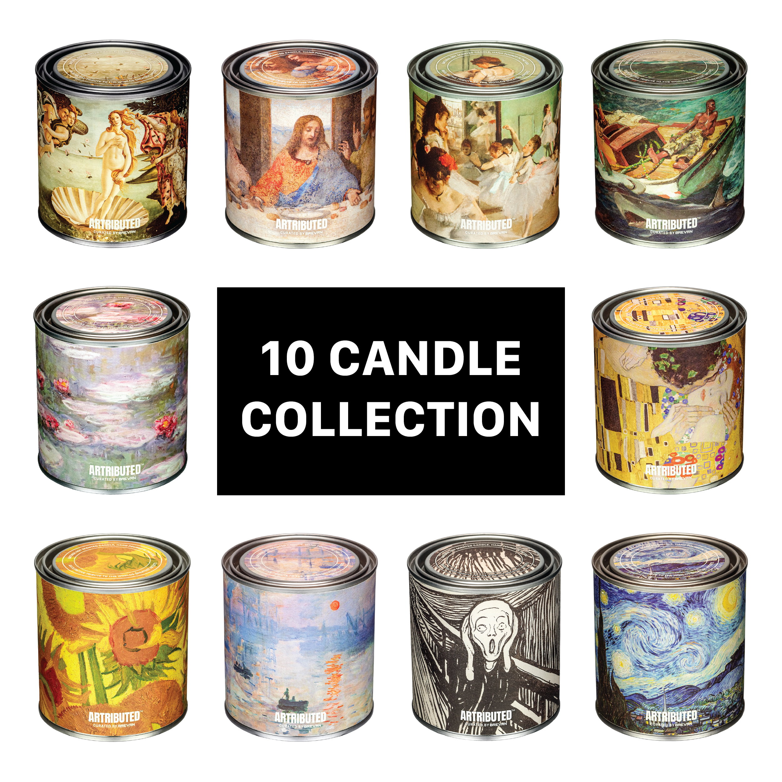 10 candle collection featuring artwork from the worlds most famous artists