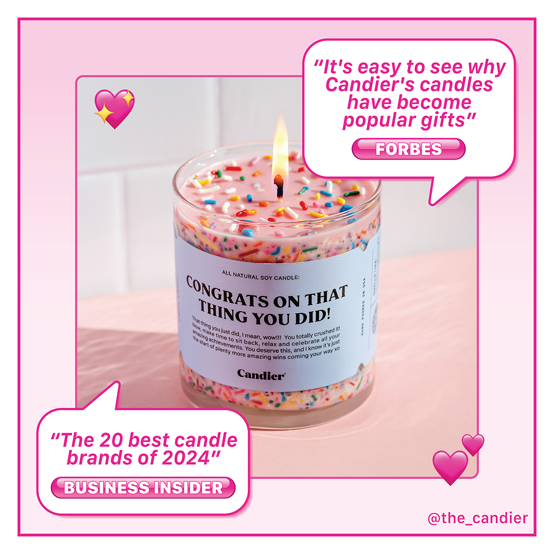 Fancy candles for gifts – Candier’s cute candle with dessert-inspired scent and luxe clean burn. Perfect for gifts for teen girls or trendy gifts for women