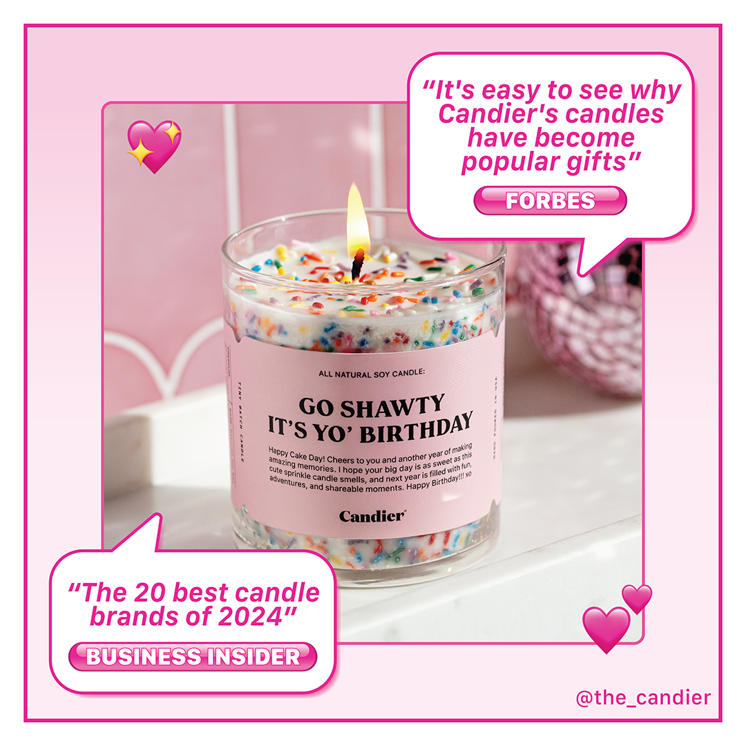 A trendy, must-have birthday cake candle! Candier's ‘Go Shawty’ candle is a best-selling birthday gift for women & girls