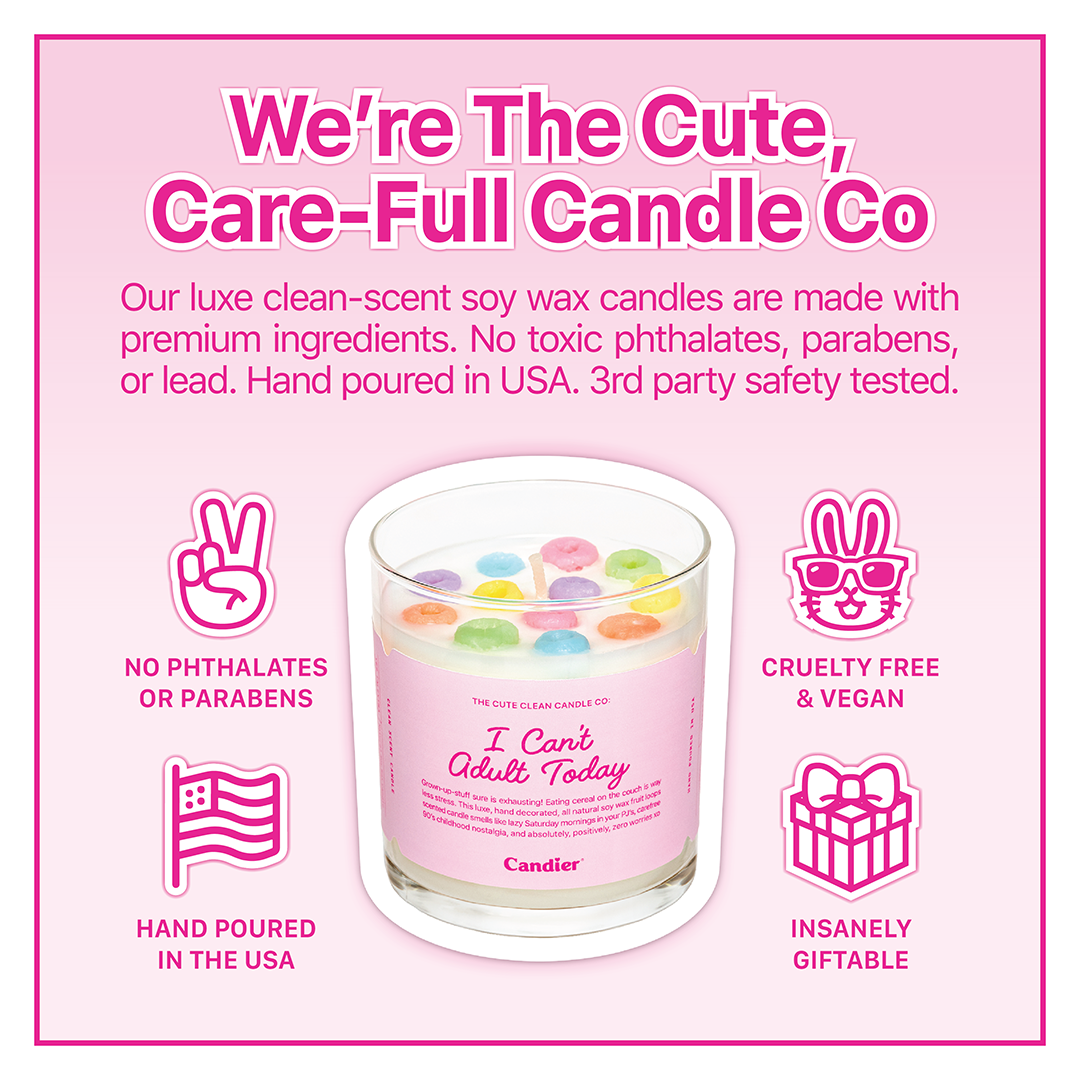 Candier "I Can’t Adult Today" cereal milk candle – Hand-poured soy wax, limited edition, phthalate-free, cruelty-free, vegan, and insanely giftable