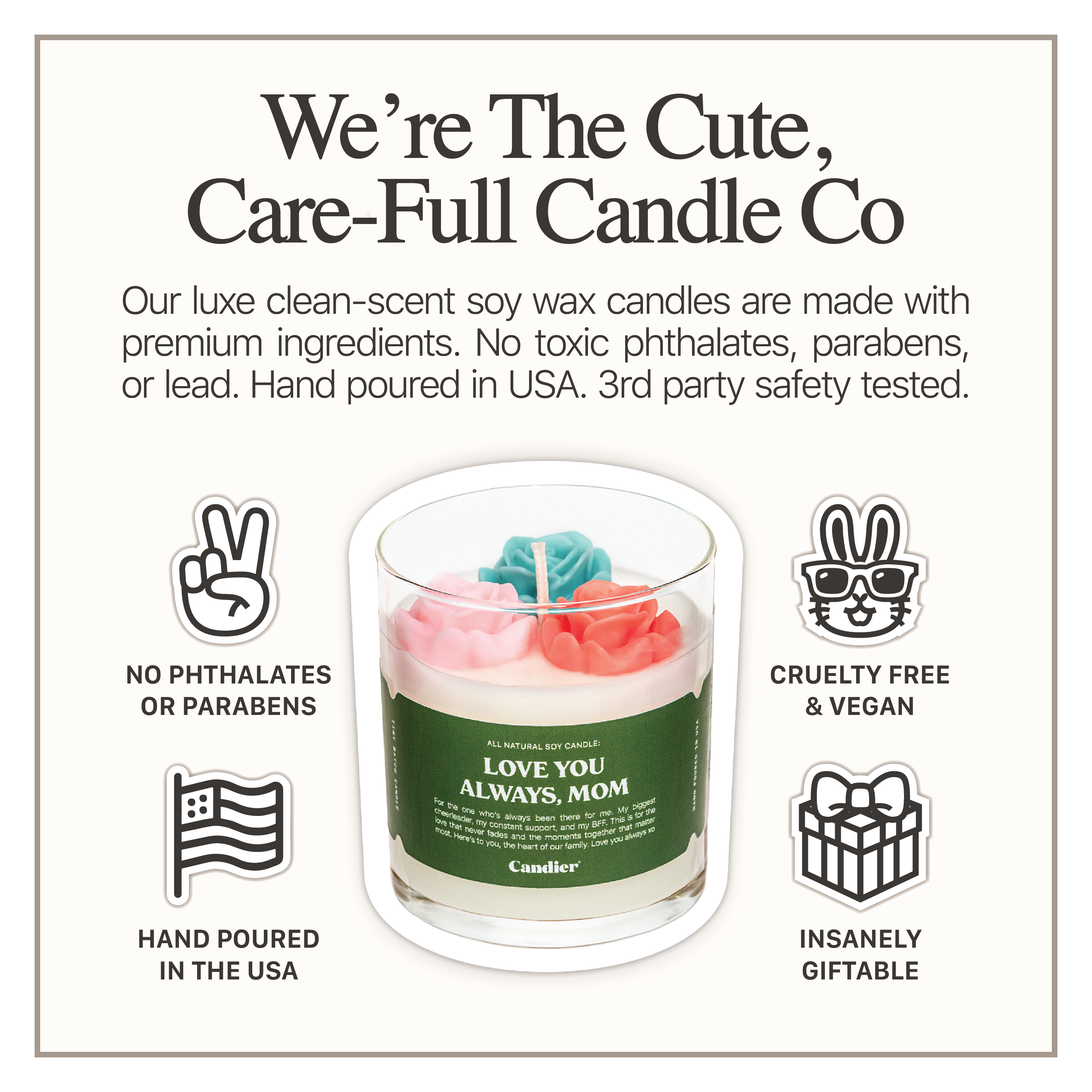 Candier’s Love You Always Mom floral candle is a perfect gift for Mother’s Day 2024. A beautifully scented luxury candle, hand-poured with natural soy wax.