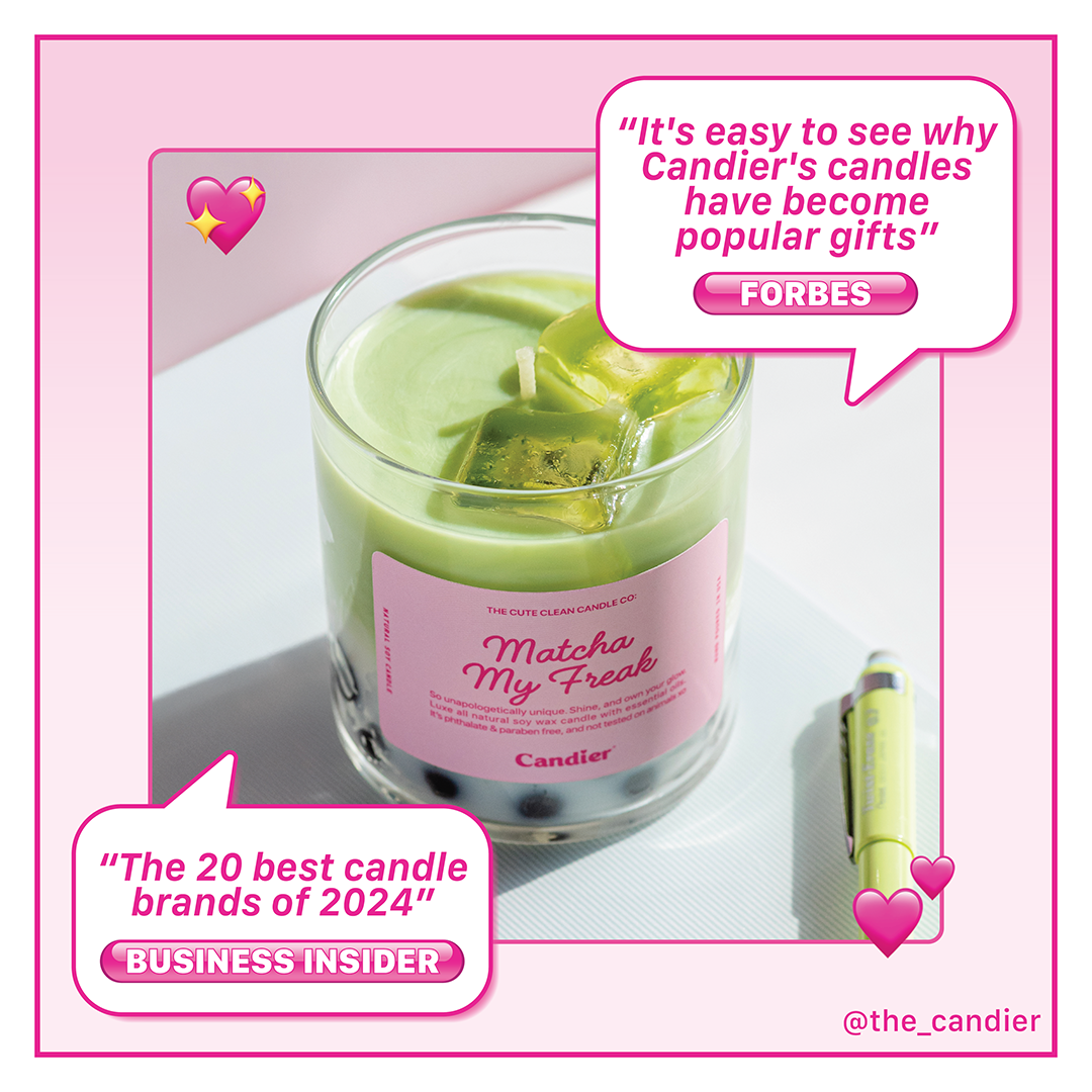 Matcha My Freak candle by Candier – iced matcha latte soy candle, hand-poured in the USA. Named a top candle brand by Forbes & Business Insider