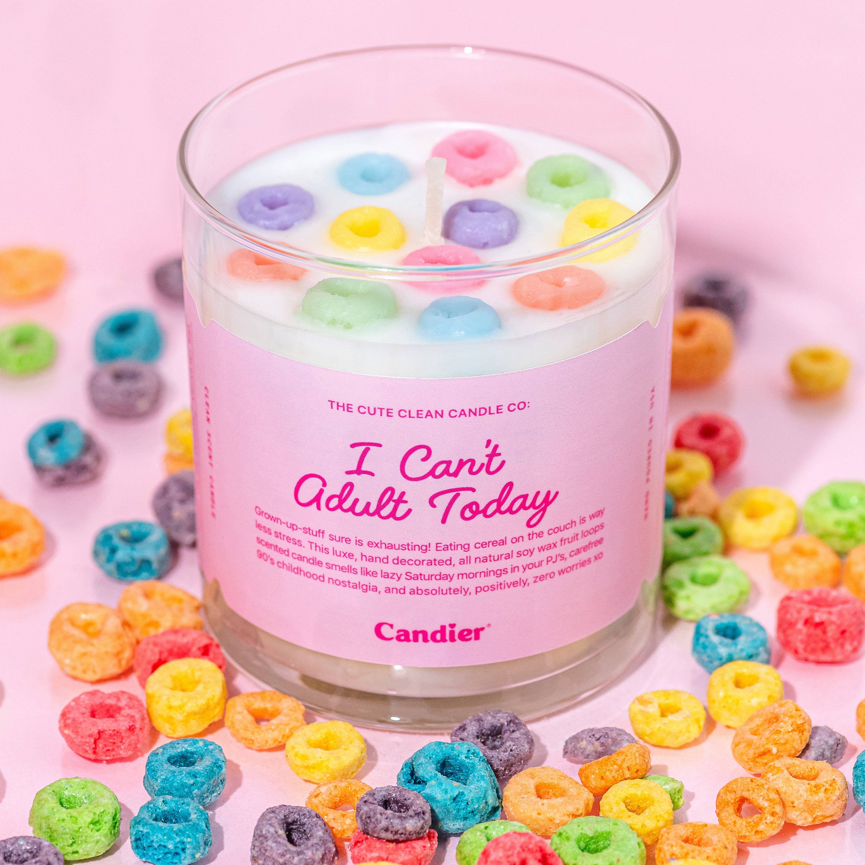 Limited edition cereal milk candle with hand-poured soy wax and zesty citrus fragrance – Cute boutique candle gift.