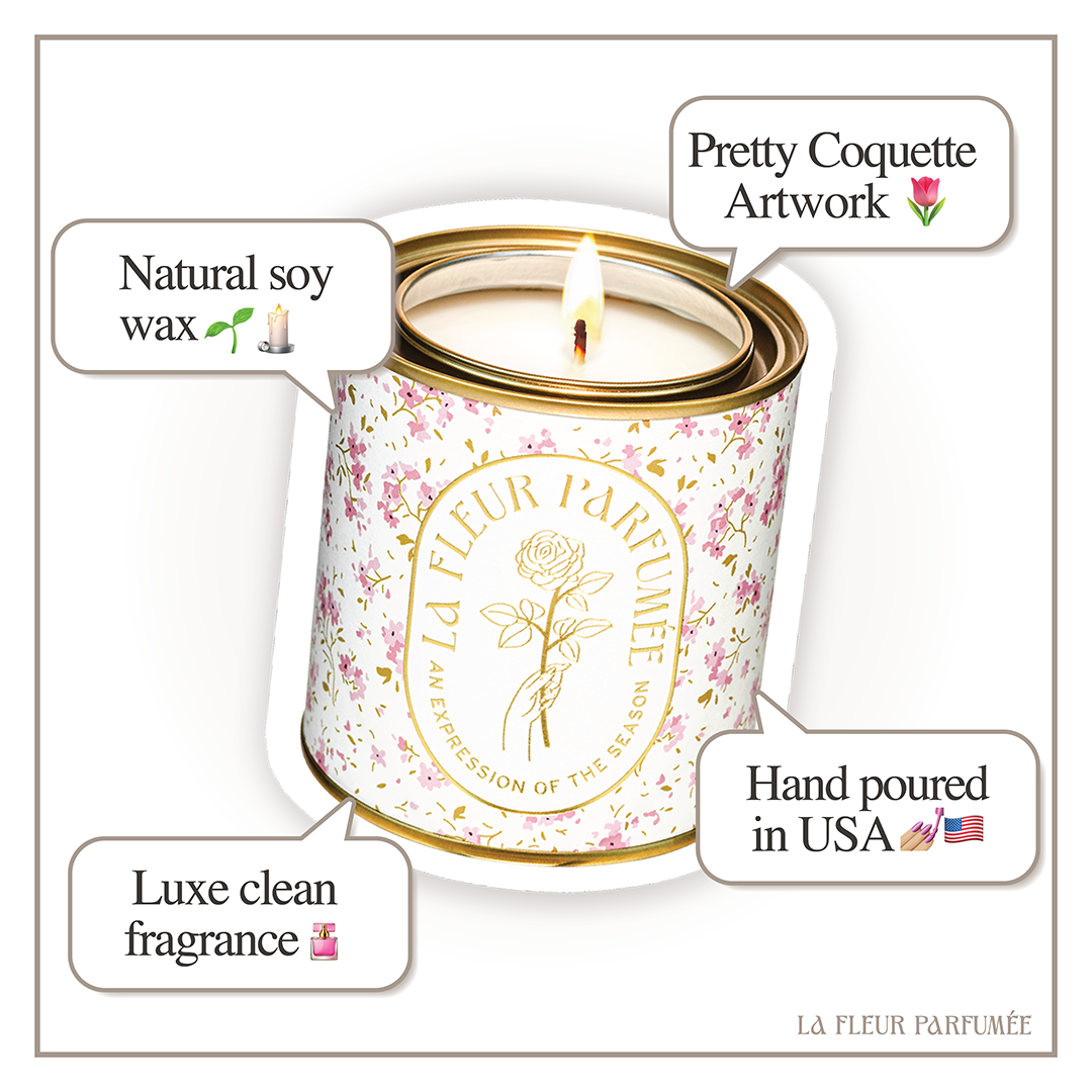 La Fleur Candier beautifully packaged luxury candle, made in the USA. A perfect thoughtful gift for her—ideal for birthdays, self-care, or as a luxury home decor piece.