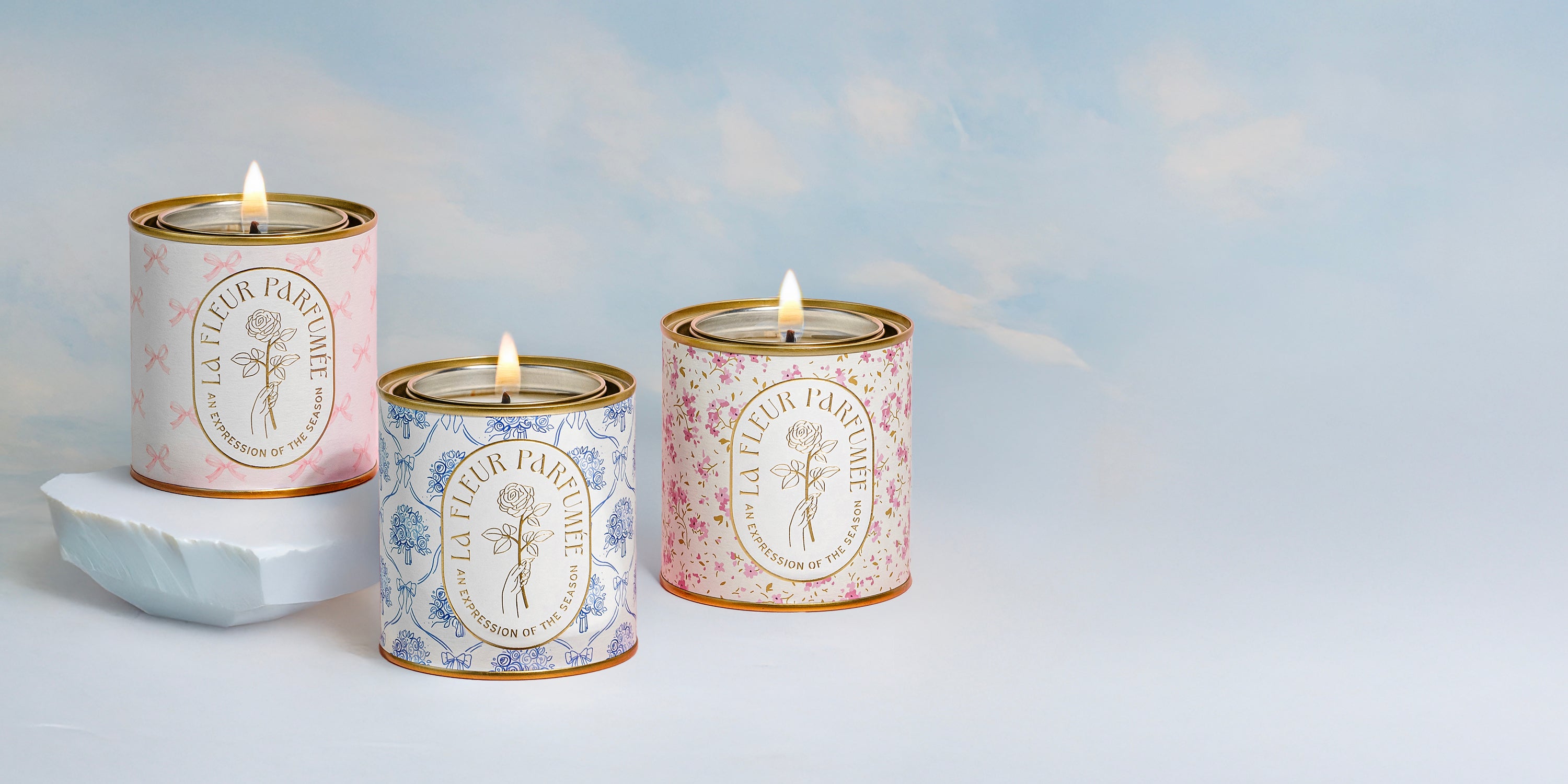 La Fleur Candier luxury candles with soft girl  floral fragrance, hand-poured in the USA. An elegant coquette aesthetic candle, perfect for birthday gifts for women, luxury home decor, and romantic self-care moments.