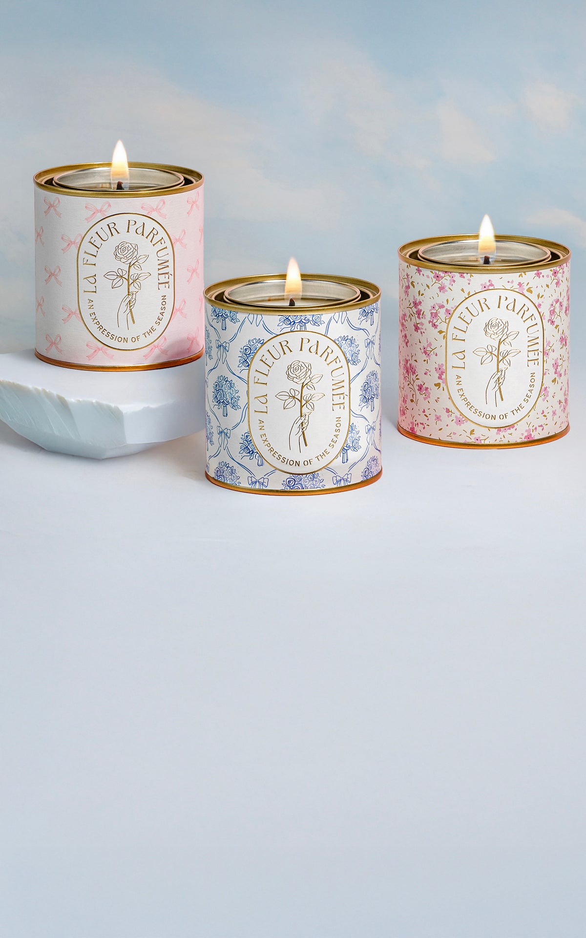 La Fleur Candier coquette aesthetic candles with delicate floral notes and balletcore design. Parisian chic luxury candles, made with natural soy wax—perfect for soft girl decor and elegant gifts for women.