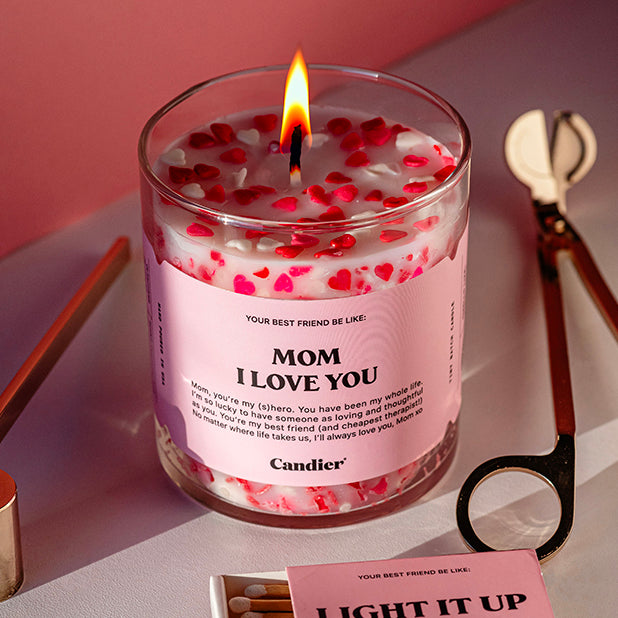 Candier® Mom I Love You Candle – Luxe Scented Gift for Her | Show Mom how much you care with this elegant floral & fruity candle. A thoughtful Mother’s Day or birthday gift.