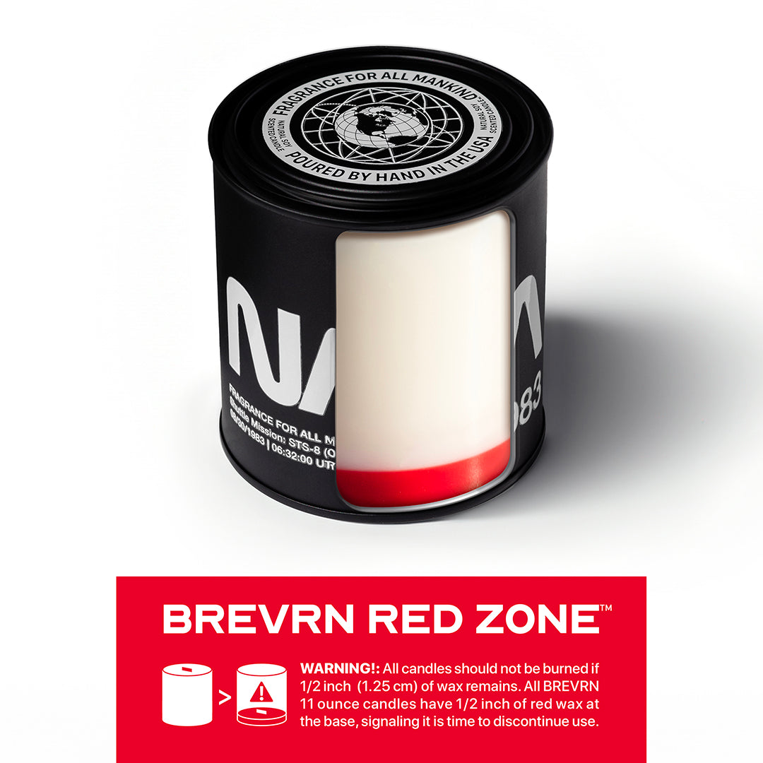 BREVRN Red Zone™ safety wax feature on NASA candle – The first-ever color-changing wax that signals when to stop burning, aiding candle safety 