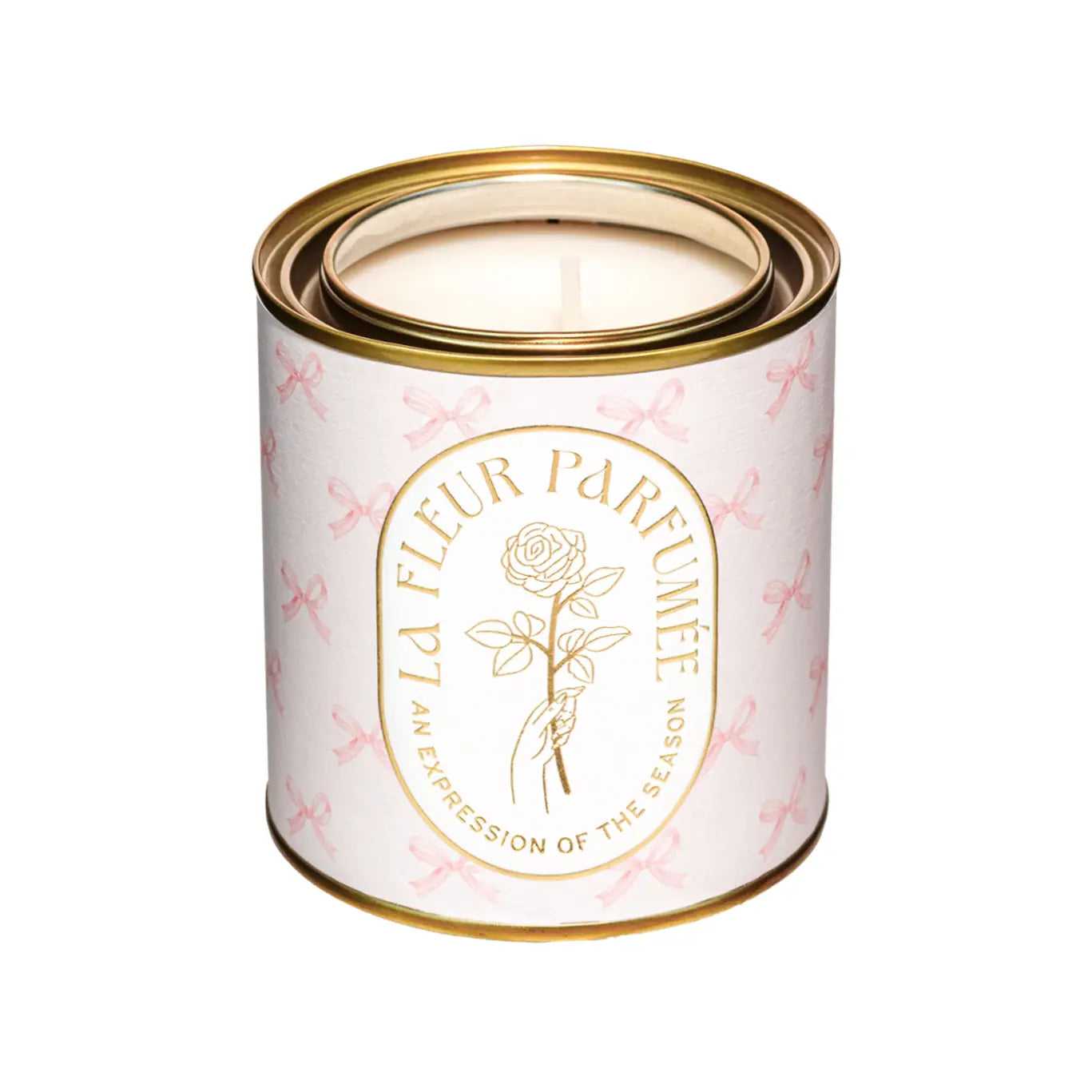 La Fleur Candier luxury scented Coquette candle with soft floral notes and a Parisian chic aesthetic. A fancy candle made in the USA, perfect for luxury gifts for women and elegant home decor.