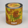 360º view of Vincent Van Gogh Sunflowers inspired candle wrapped in his famous artwork