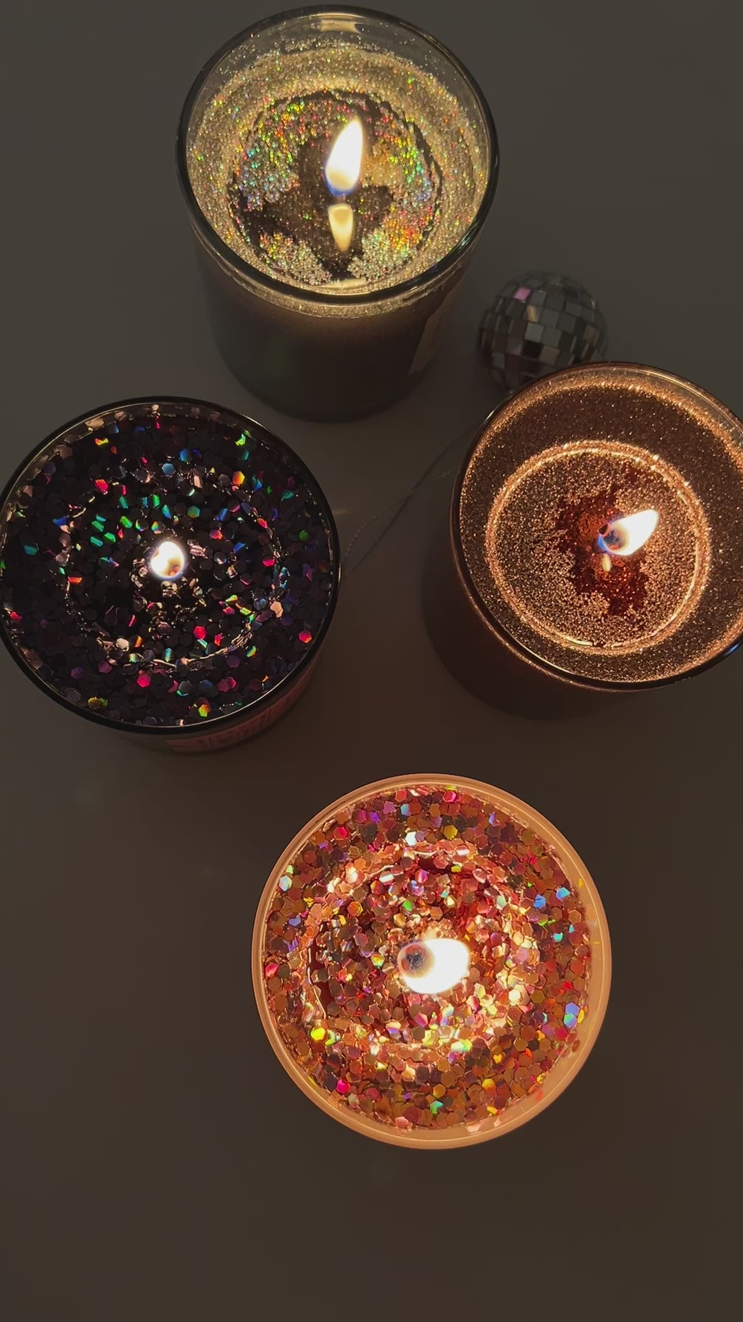 Sparkling plant based eco glitter candles