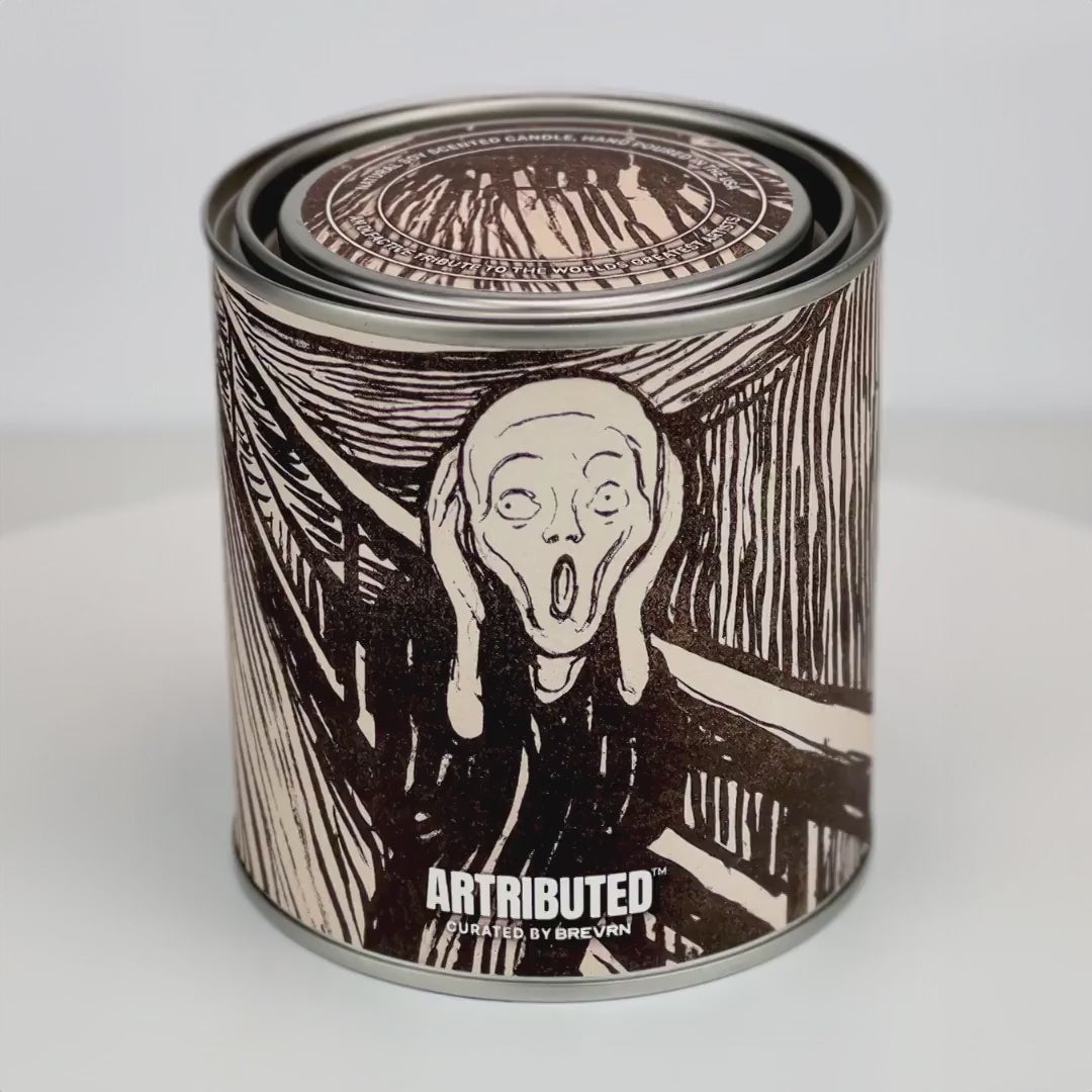 360 degree video showing candle fully wrapped in the famous painting The Scream of Nature by Edvard Munch