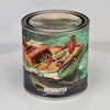 360 degree view of a fine art candle wrapped in the artwork The Gulf Stream by Winslow Homer 