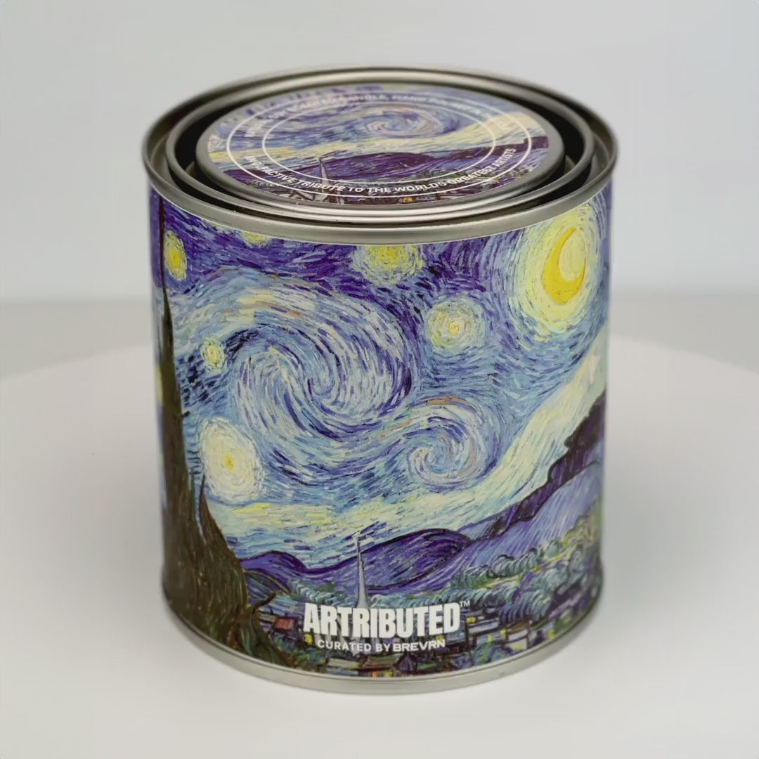 360 degree video of art candle inspired by Vincent van Gogh's Starry Night